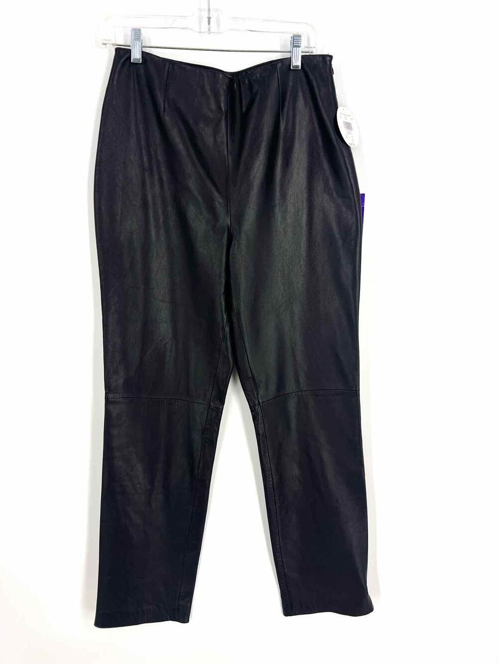Valerie Stevens Size 10 Black Solid Leather NEW Designer Pants